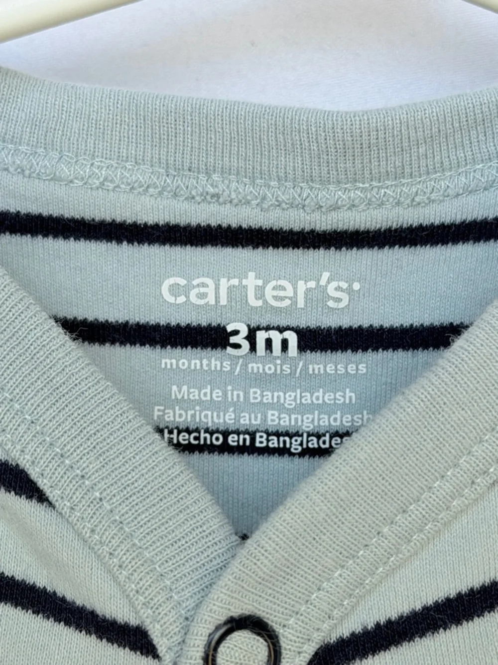 Carter's Light Gray & Black Striped Footed One-Piece size 3 mth